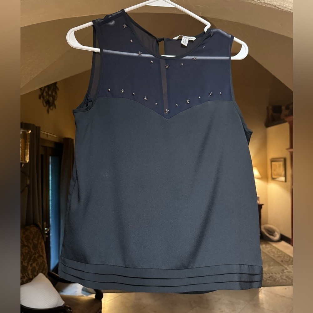 American Eagle Outfitters Navy Star Embellished Tank Top